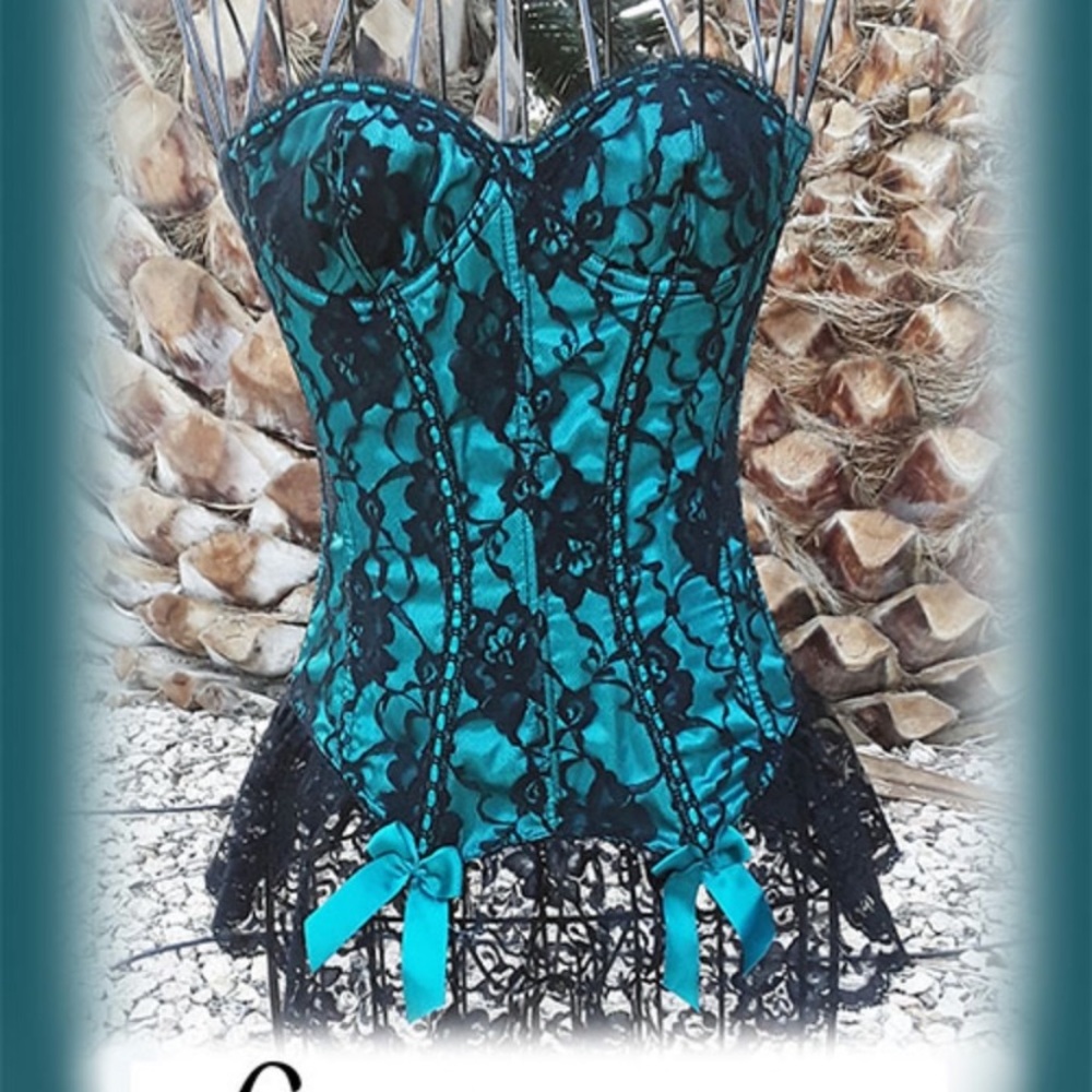 Sexy Teal & Black corset